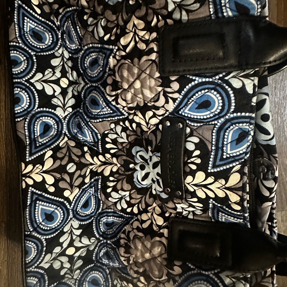 Patterned Tote Bag with Black Handles
